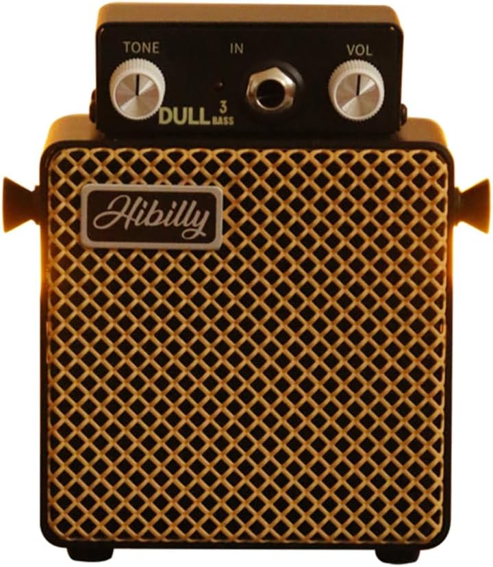 HiBilly Dull3 Full-Metal Mini Bass Amplifier, Rechargeable 3W Pocket Micro Amp with Clean/Overdrive/Distortion Modes, 3" Speaker, 1200mAh Battery - Image 1